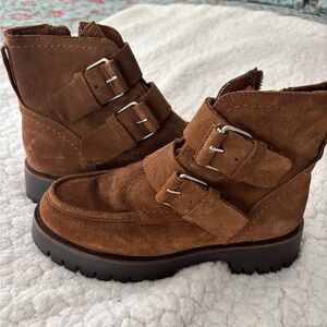 Steve Madden Brown Suede Ankle Boots with Buckles